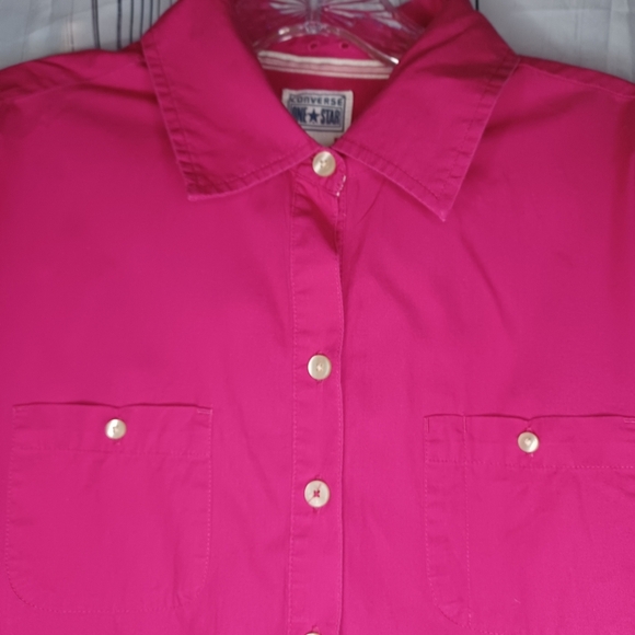 Converse One Star Bright Pink Button-Up Shirt - Picture 3 of 14